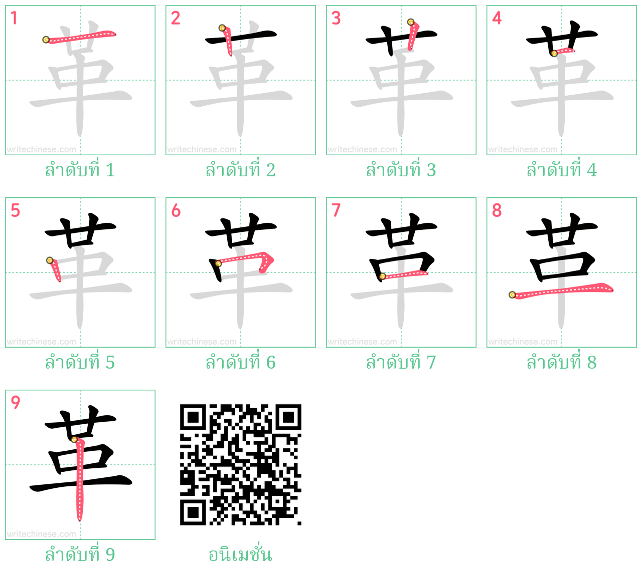 革 ลำดับการเขียน