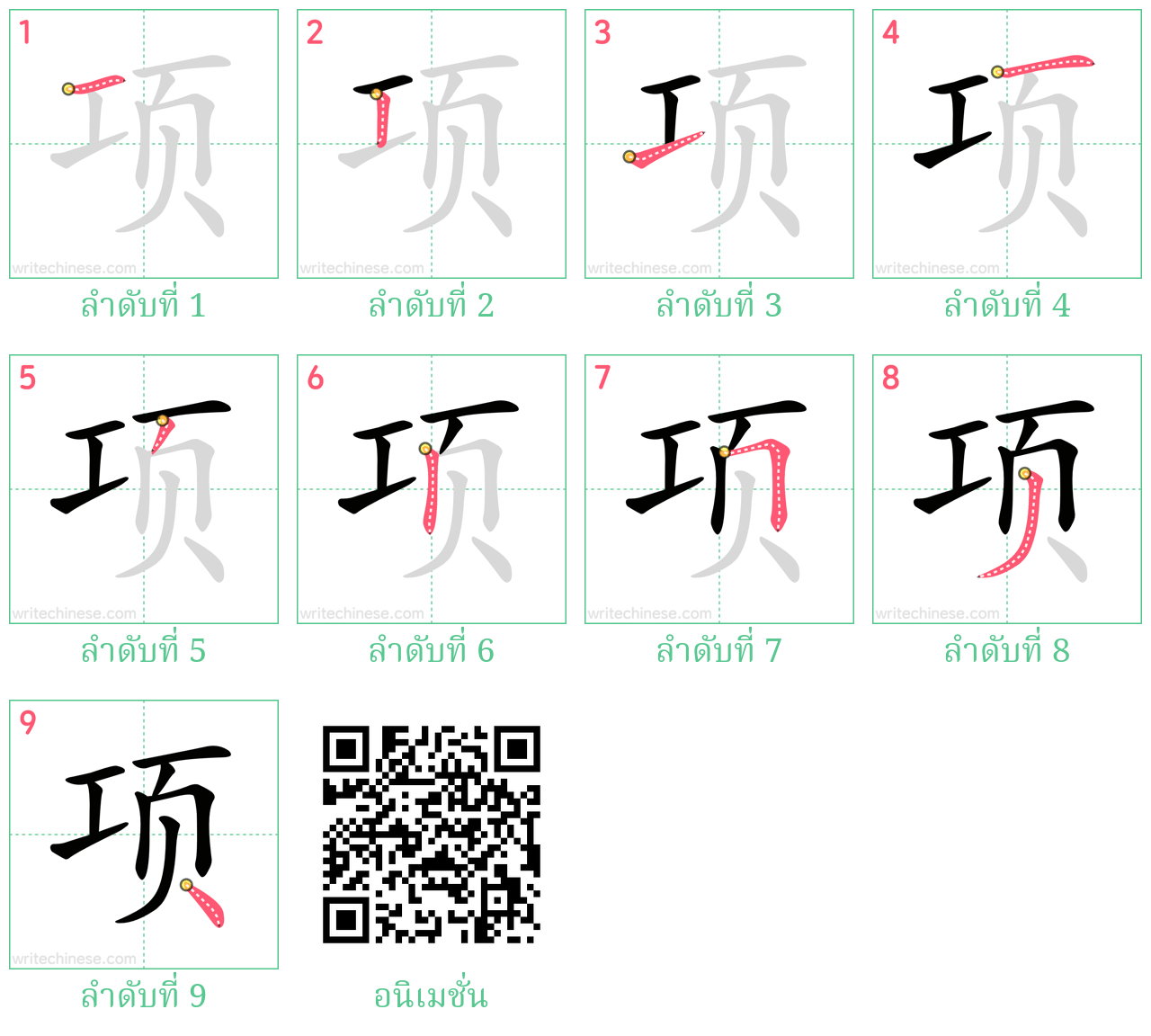 项 ลำดับการเขียน