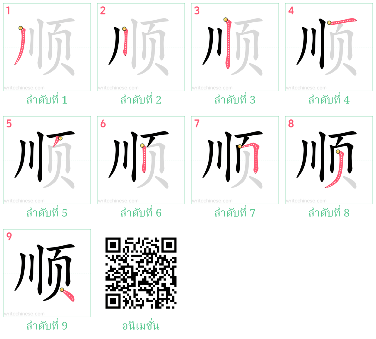 顺 ลำดับการเขียน