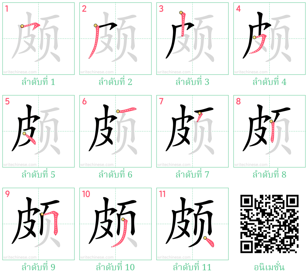 颇 ลำดับการเขียน