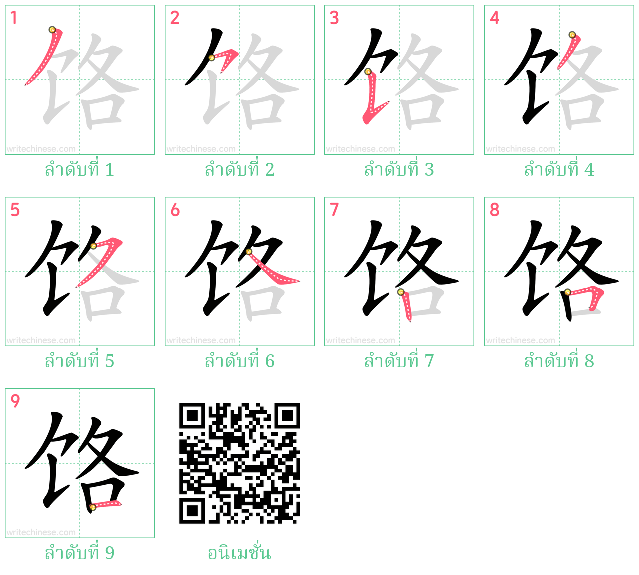 饹 ลำดับการเขียน