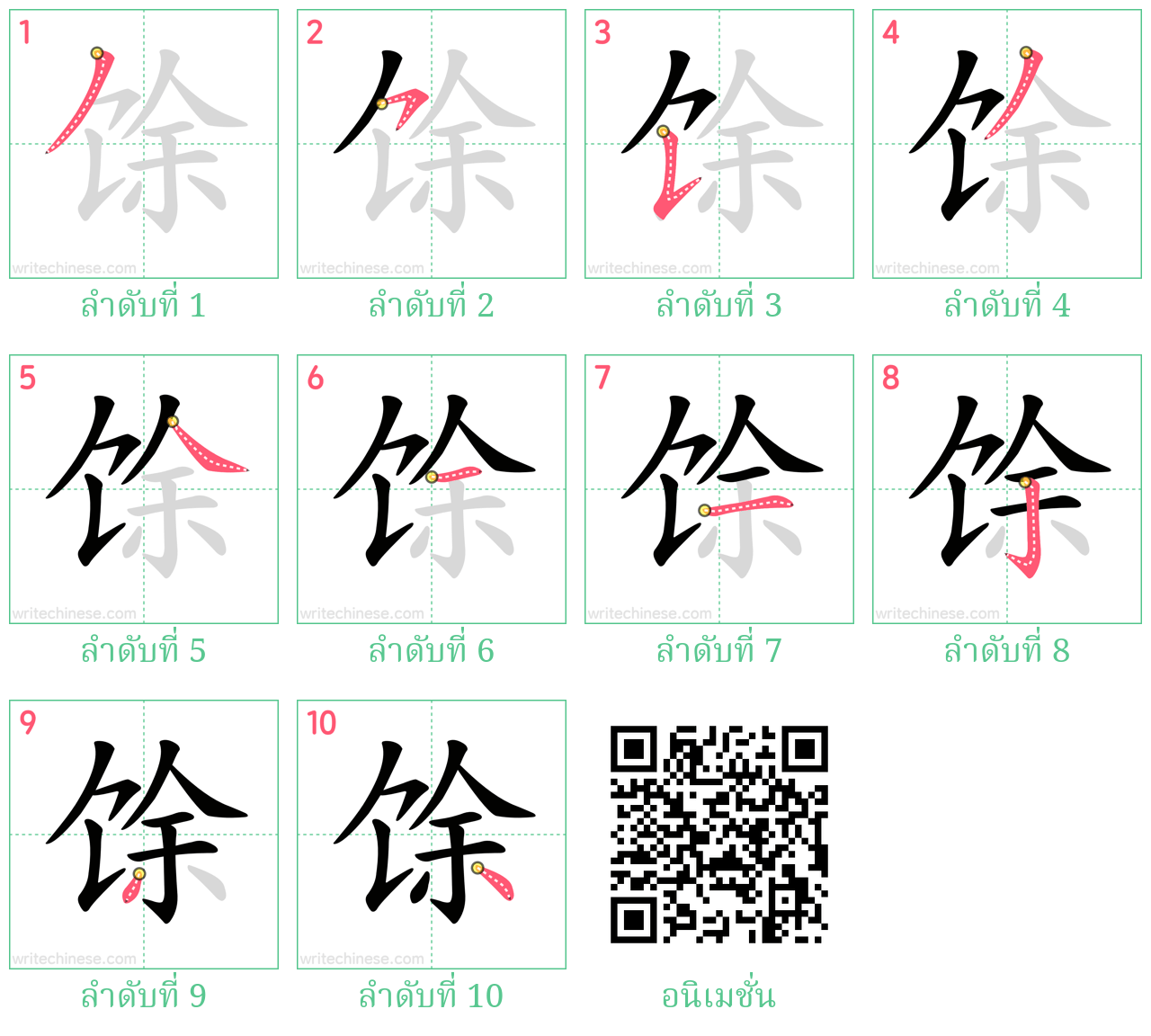 馀 ลำดับการเขียน