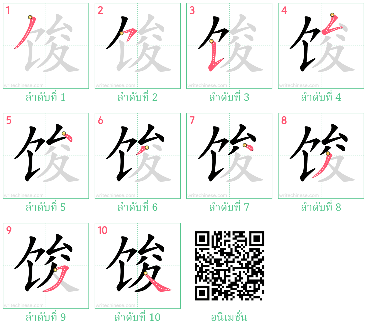 馂 ลำดับการเขียน