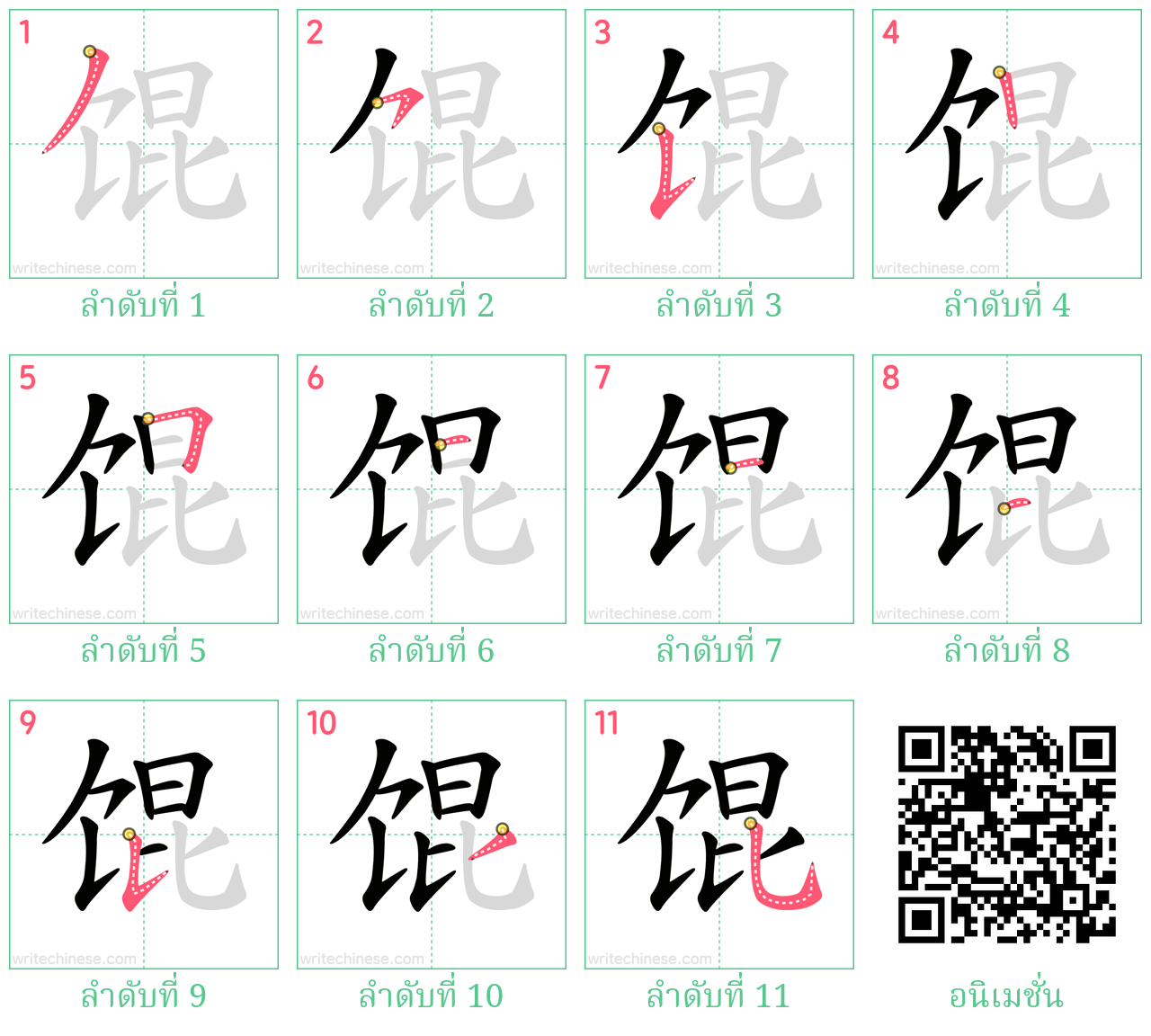 馄 ลำดับการเขียน