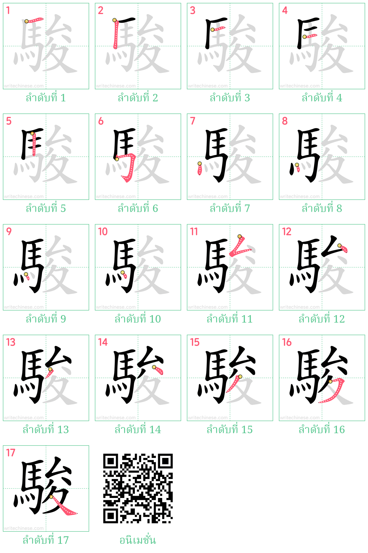 駿 ลำดับการเขียน