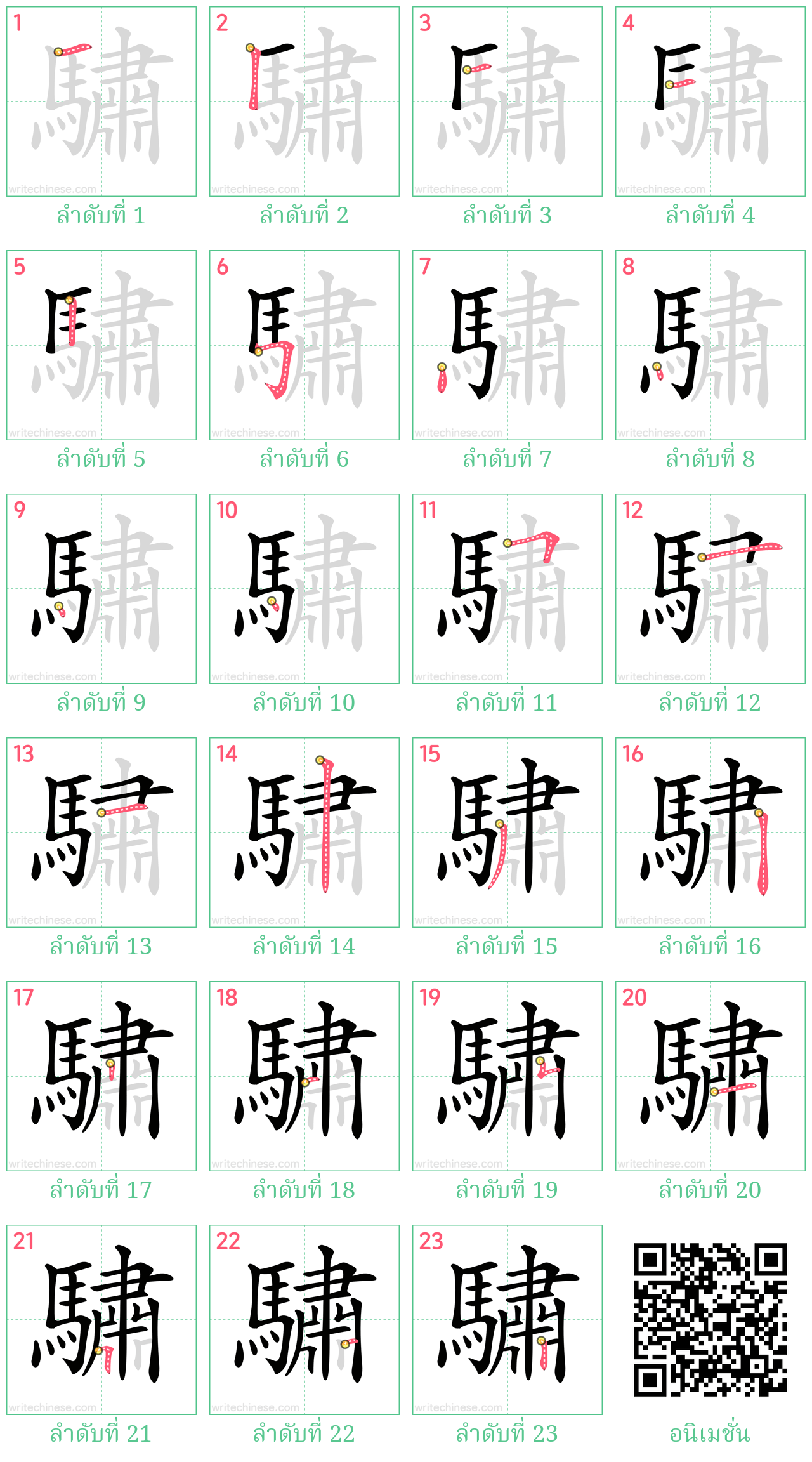 驌 ลำดับการเขียน