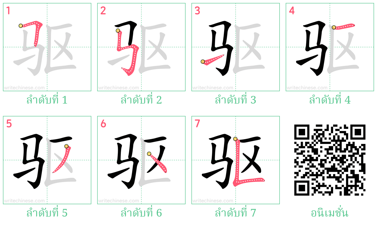 驱 ลำดับการเขียน