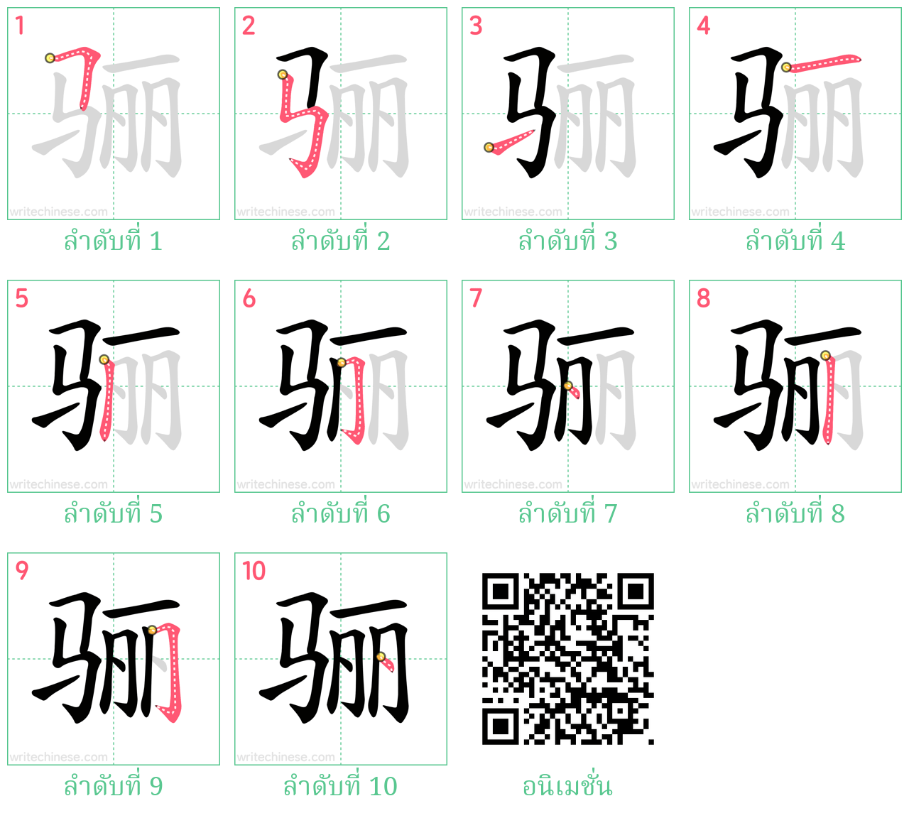 骊 ลำดับการเขียน