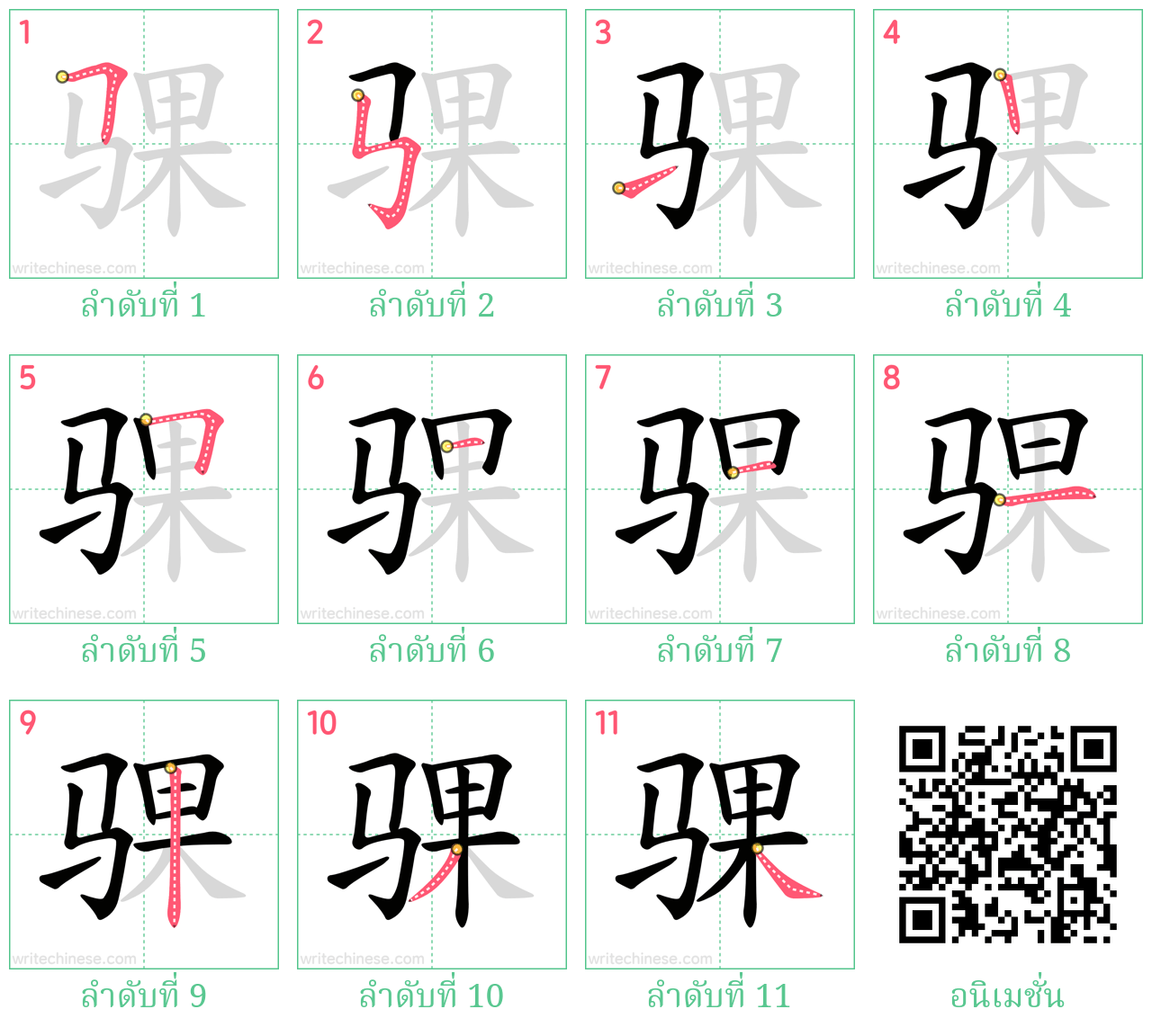 骒 ลำดับการเขียน