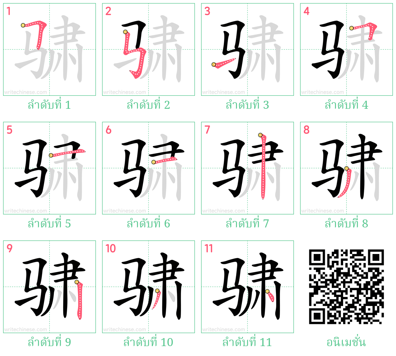 骕 ลำดับการเขียน