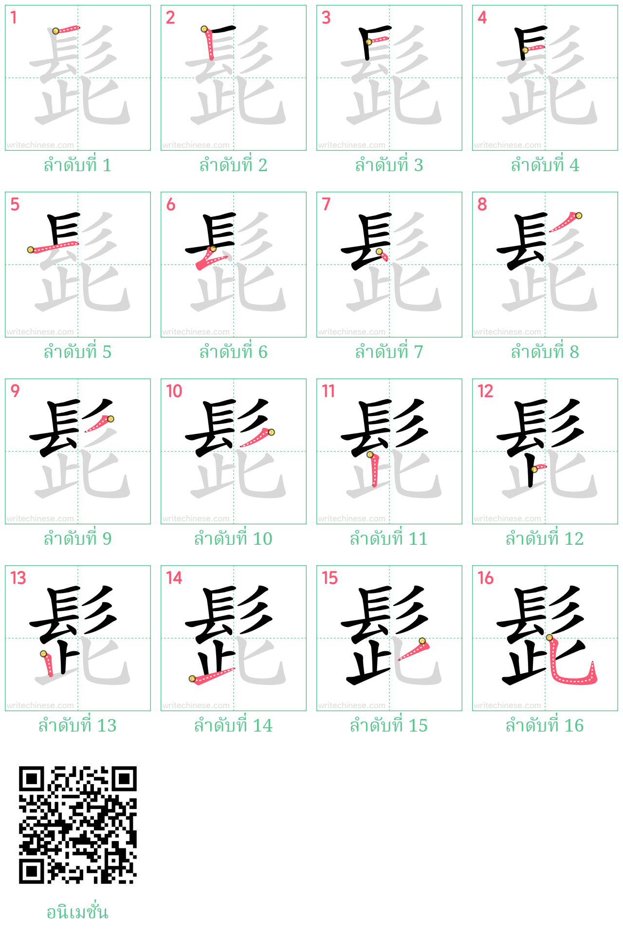 髭 ลำดับการเขียน