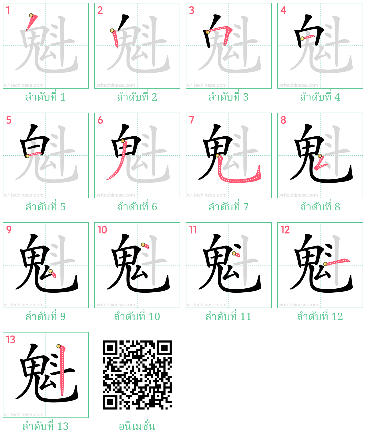 魁 ลำดับการเขียน